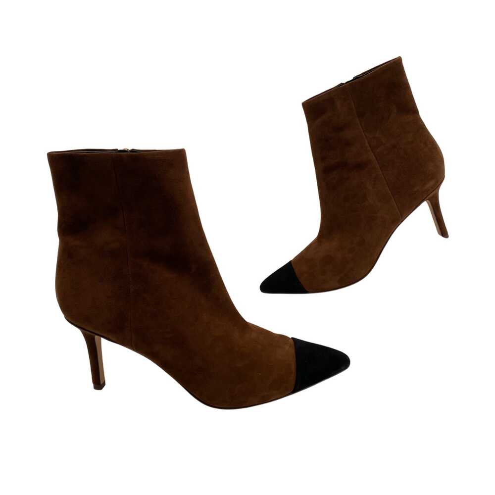 Veronica Beard Black Suede Heeled Boots | Size 10